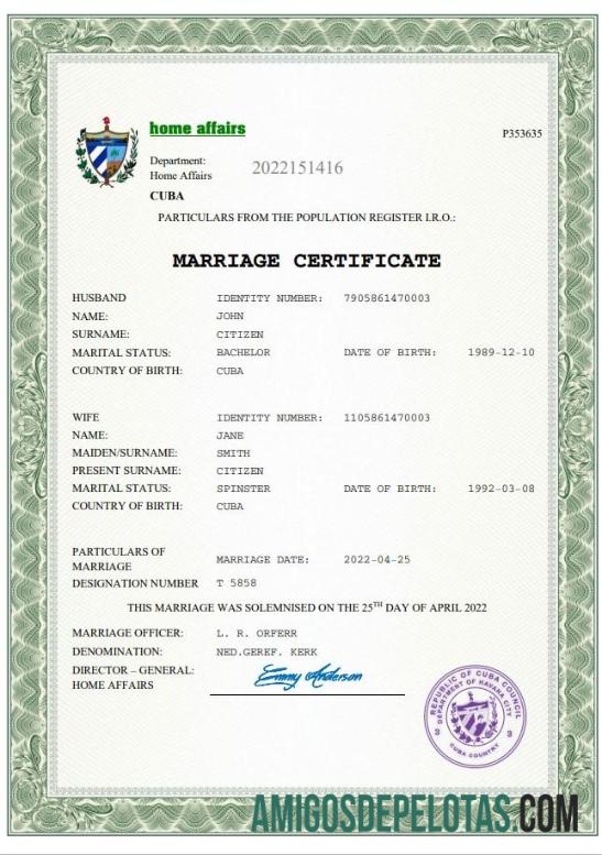 Profesional Kuba pernikahan sertifikat Word and PDF templat