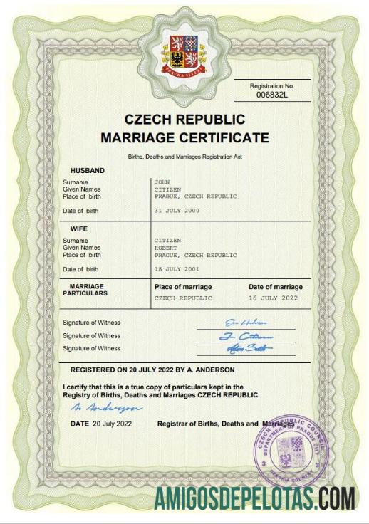 Berkualitas Republik Ceko pernikahan sertifikat Word and PDF templat