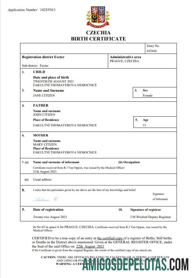 Berkualitas Ceko vital record kelahiran sertifikat Word and PDF templat