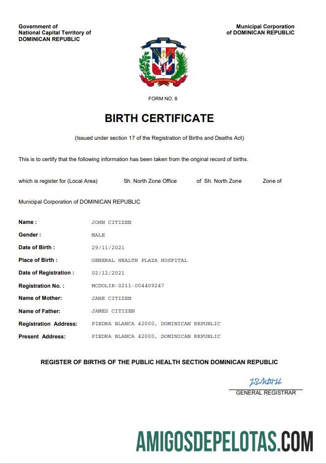 Premium Republik Dominika kelahiran sertifikat Word and PDF templat