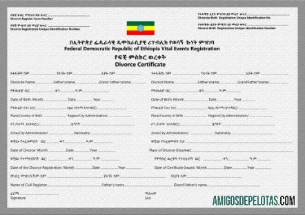 Etiopia Vital events pendaftaran perceraian sertifikat makering