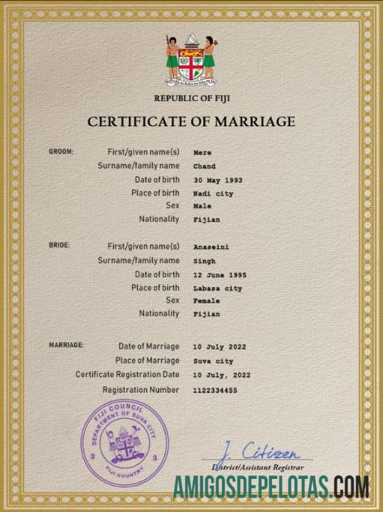 Profesional Fiji pernikahan sertifikat PSD templat