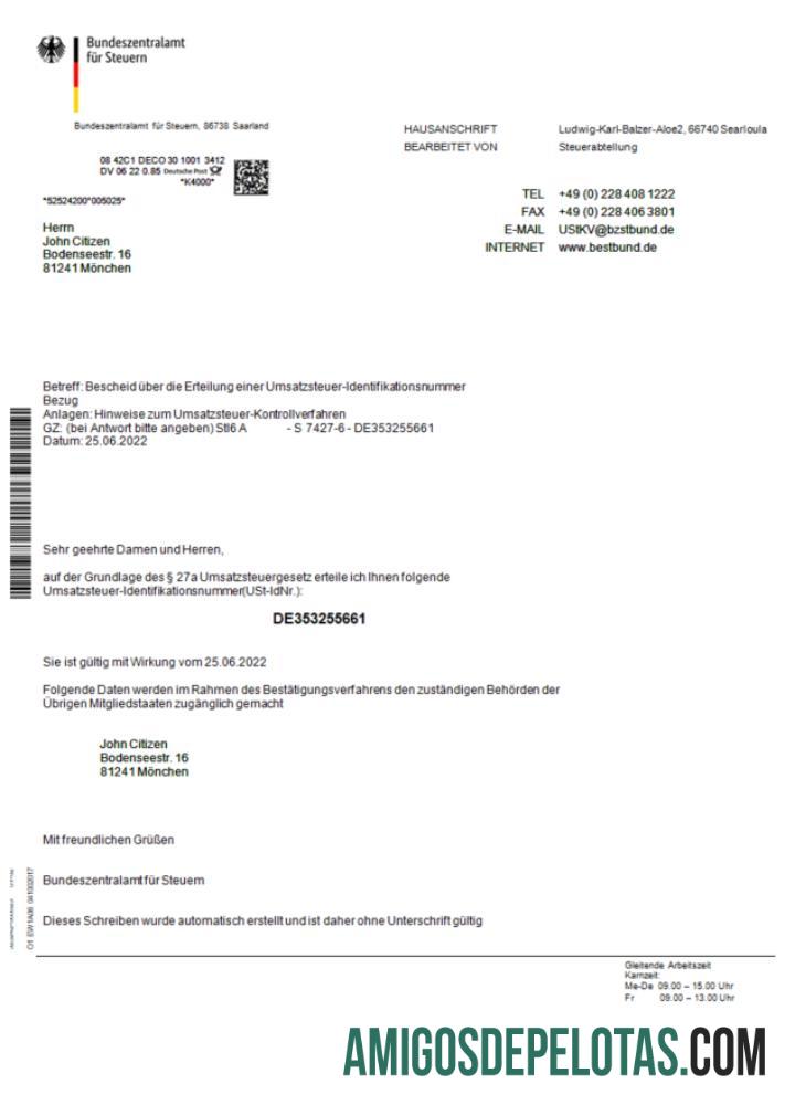 Dapat Diedit Jerman Bundeszentralamt fu╠êr Steuem sertifikat Word and PDF templat
