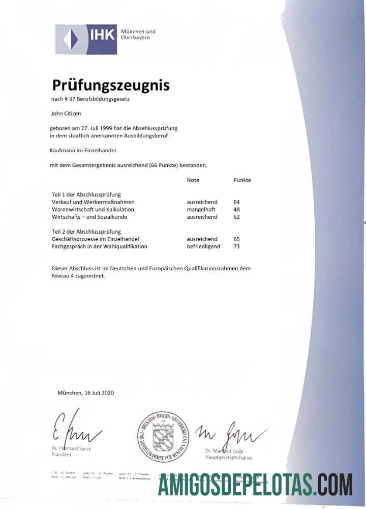 Dapat Diedit Jerman IHK Munich examination sertifikat Word and PDF templat