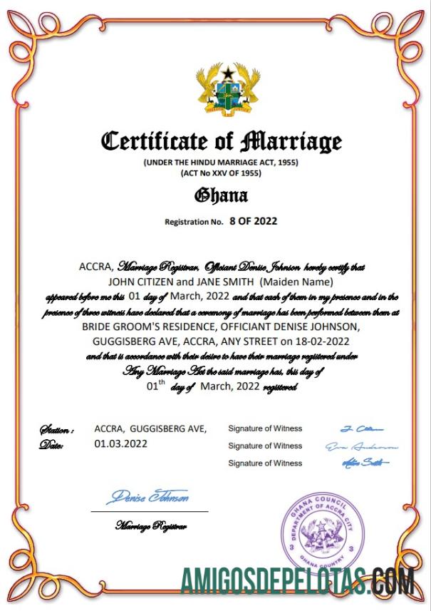 Profesional Ghana pernikahan sertifikat Word and PDF templat