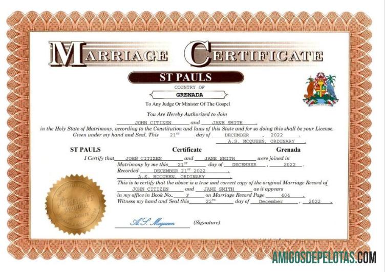 Dapat Diedit Grenada pernikahan sertifikat Word and PDF templat