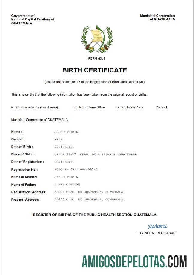 Premium Guatemala kelahiran sertifikat Word and PDF templat