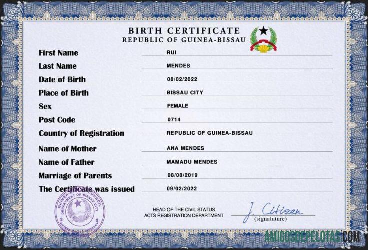 Premium Guinea Bissau kelahiran sertifikat PSD templat