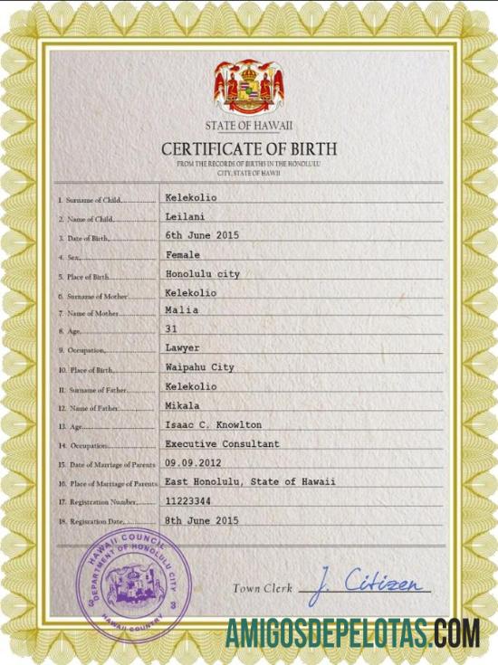 Premium Hawaii kelahiran sertifikat PSD templat