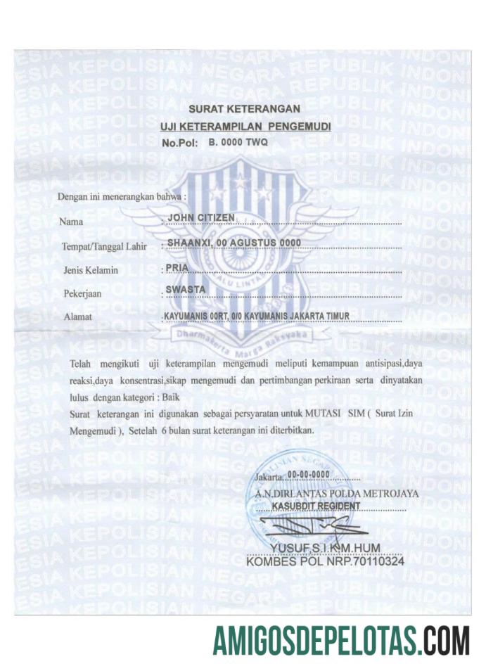 Indonesia driver sertifikat pratinjau