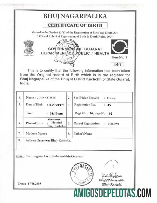 India Bhuj Nagarpalika office kelahiran sertifikat makering