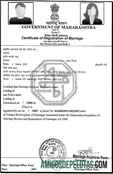 India Government of Maharashtra pernikahan sertifikat desain