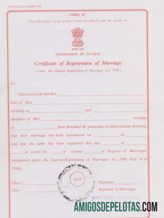 India Gujarat pendaftaran of marriages pernikahan sertifikat makering