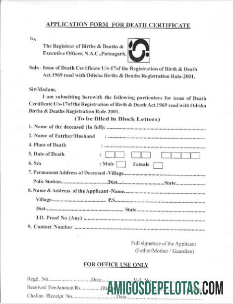 India Registrar of births and deaths of Patnagarh kematian sertifikat makering