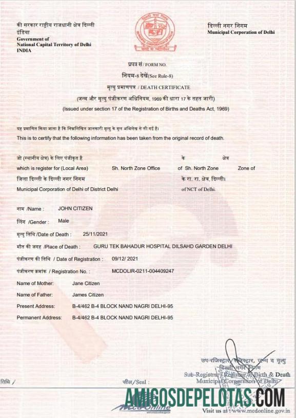 Dapat Diedit India kematian sertifikat templat in Word and PDF format