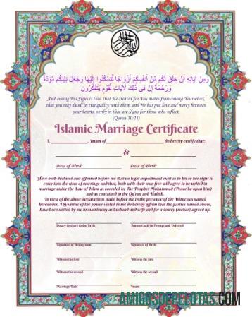 Islamic pernikahan sertifikat templat