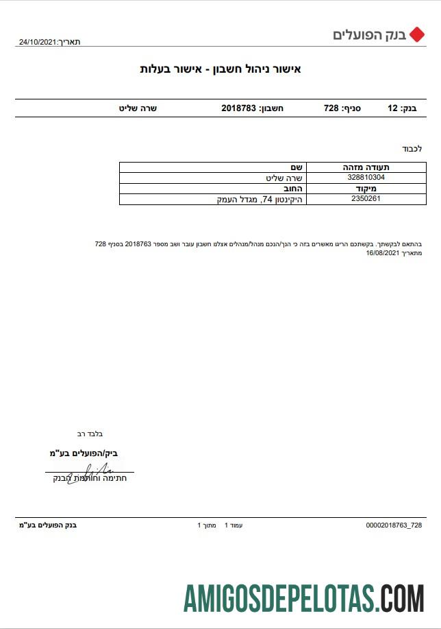 Berkualitas Israel bank of Hapoalim rekening management ΓÇô ownership sertifikat templat in Word and PDF format