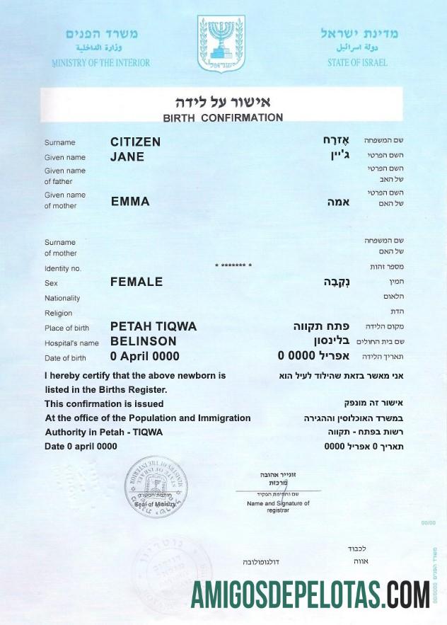 Dapat Diedit Israel kelahiran Konfirmasi sertifikat fully Dapat Diedit templat in PSD format