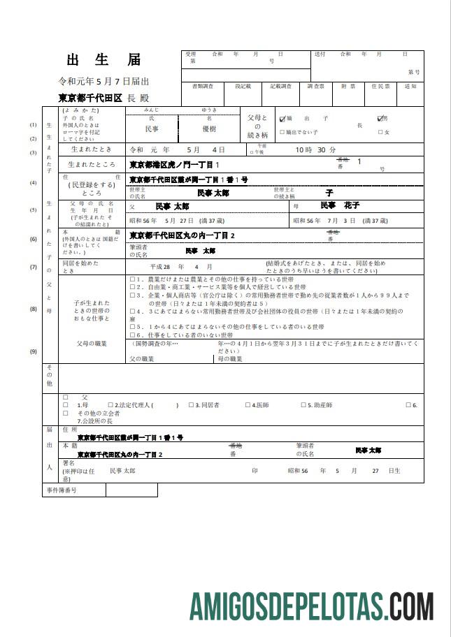 Profesional Jepang vital record kelahiran sertifikat in Word and PDF format templat