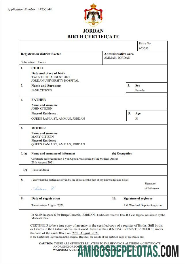 Dapat Diedit Yordania kelahiran sertifikat Word and PDF templat
