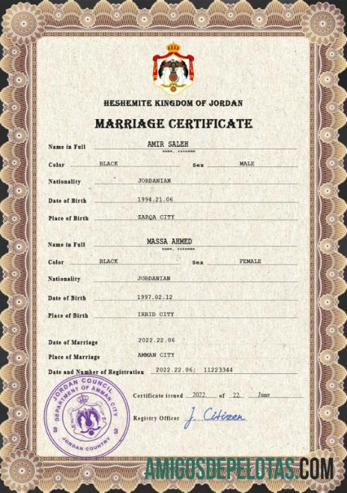 Realistis Yordania pernikahan sertifikat PSD templat