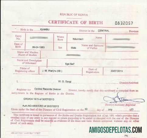 Kenya Register of births kematian sertifikat pratinjau