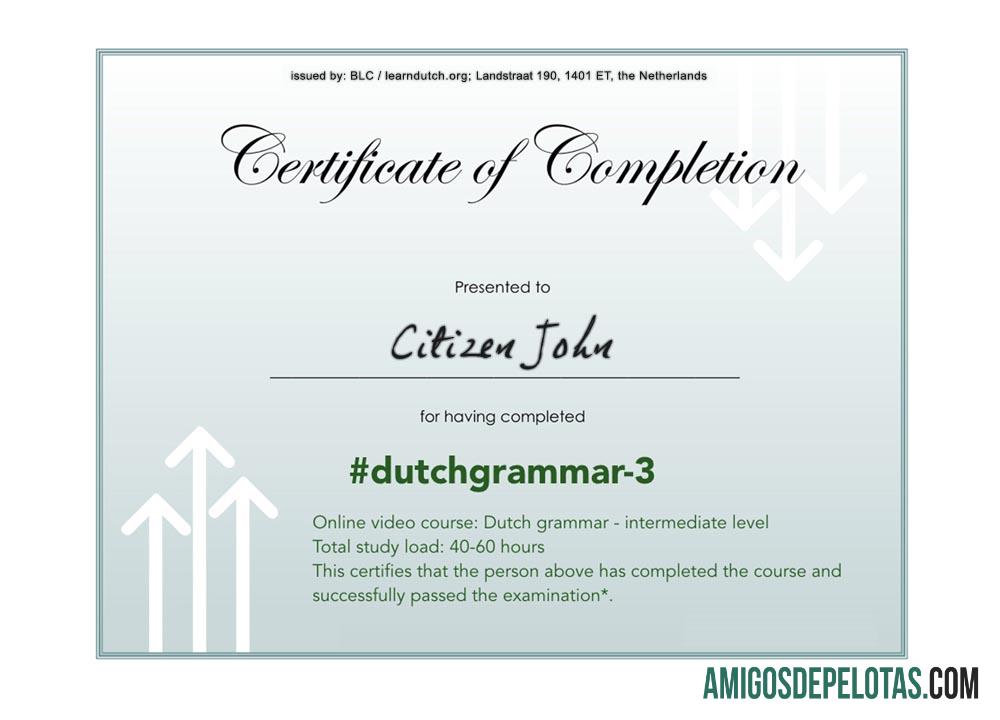 Language grammar sertifikat of Completion sampel