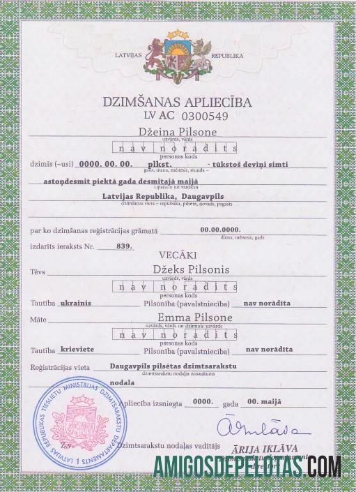 Premium Latvia kelahiran sertifikat templat in PSD format