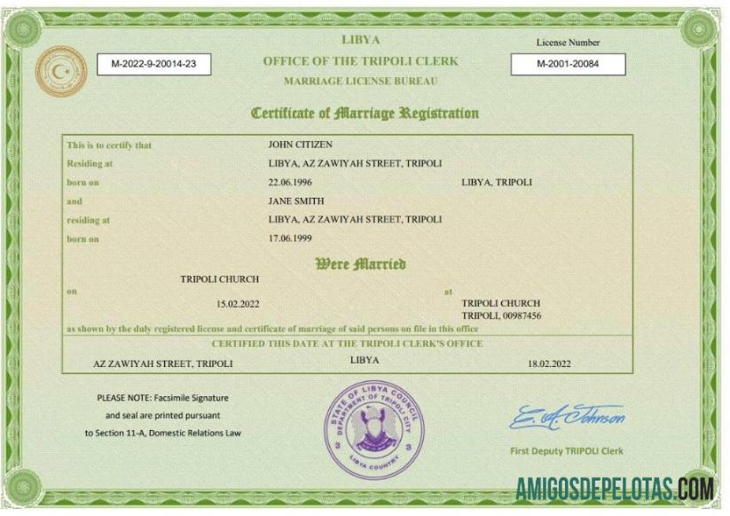 Profesional Libya pernikahan sertifikat Word and PDF templat