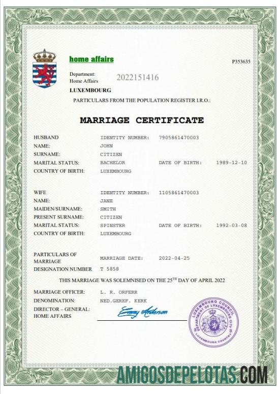Premium Luksemburg pernikahan sertifikat Word and PDF templat