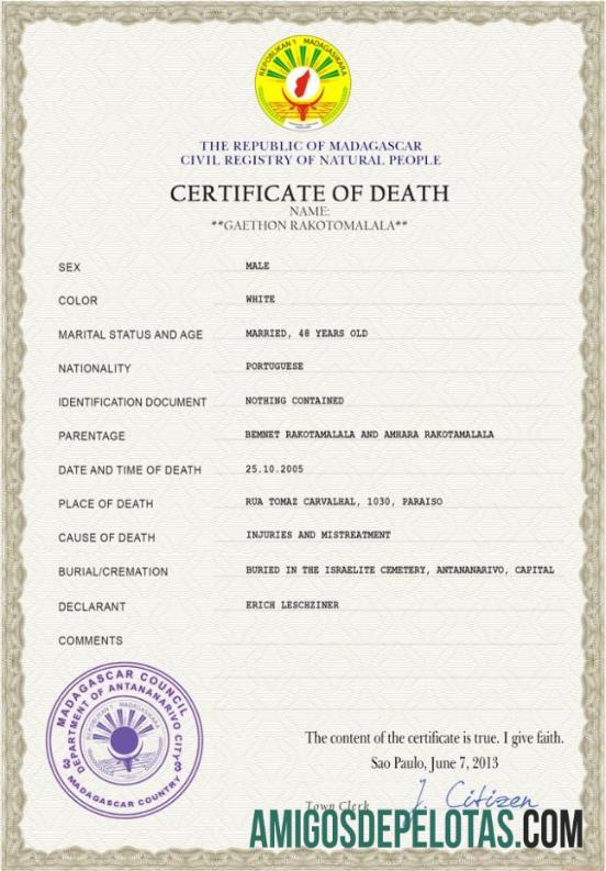 Dapat Diedit Madagaskar vital record kematian sertifikat PSD templat