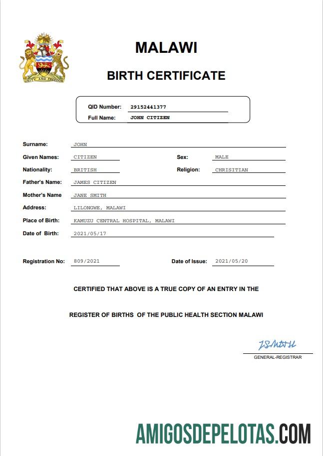 Berkualitas Malawi kelahiran sertifikat Word and PDF templat, completely Dapat Diedit