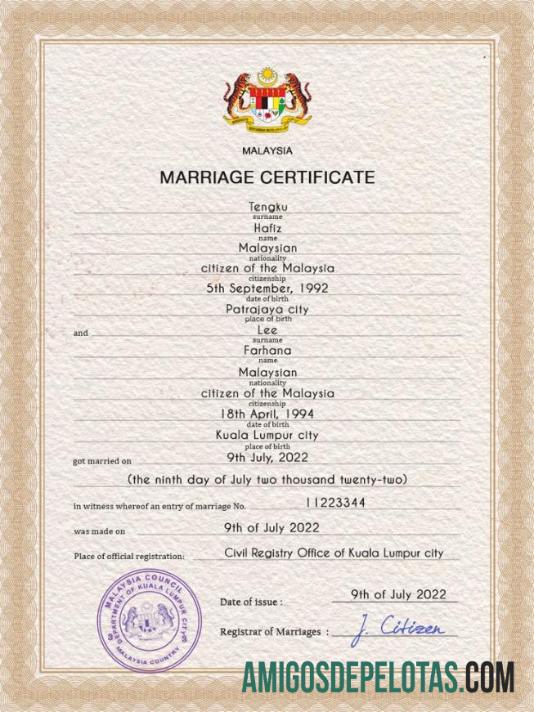Premium Malaysia pernikahan sertifikat PSD templat