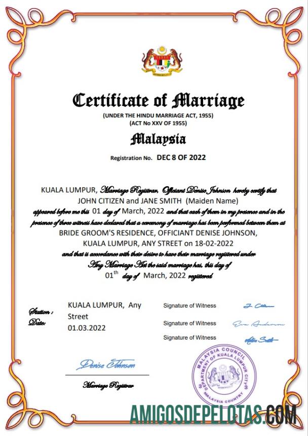 Profesional Malaysia pernikahan sertifikat Word and PDF templat
