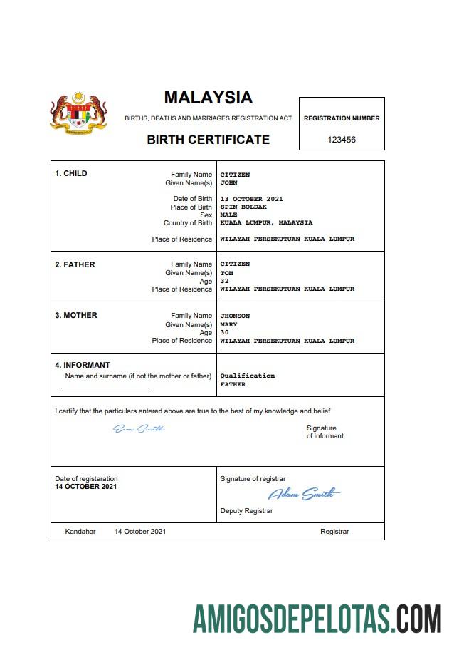 Dapat Diedit Malaysia vital record kelahiran sertifikat Word and PDF templat, completely Dapat Diedit