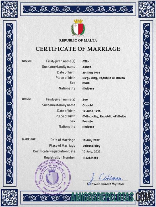 Profesional Malta pernikahan sertifikat PSD templat