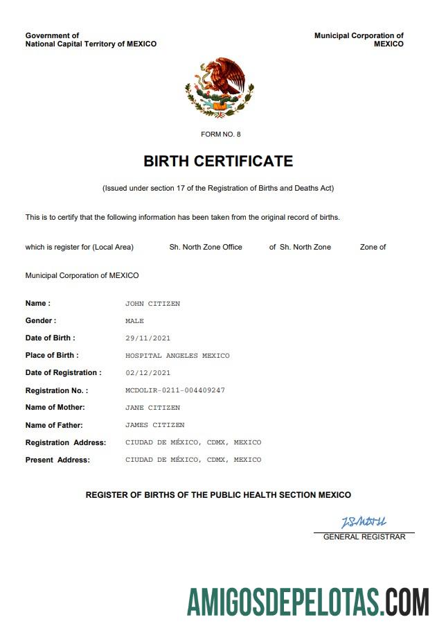 Berkualitas Meksiko kelahiran sertifikat Word and PDF templat