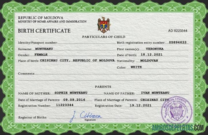 Premium Moldova vital record kelahiran sertifikat PSD templat