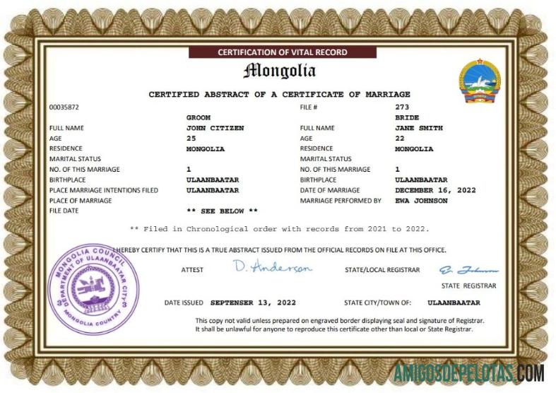 Dapat Diedit Mongolia pernikahan sertifikat Word and PDF templat