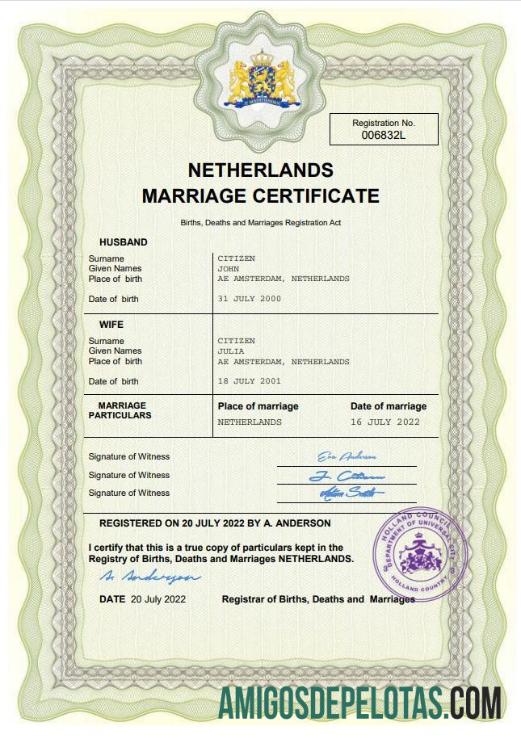 Profesional Belanda pernikahan sertifikat Word and PDF templat