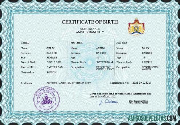 Berkualitas Belanda vital record kelahiran sertifikat PSD templat