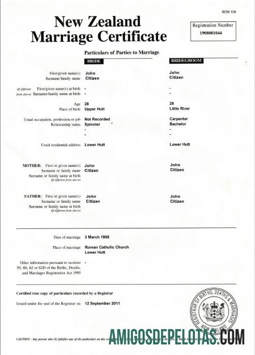 Selandia Baru Registrar of births, deaths & marriages pernikahan sertifikat makering