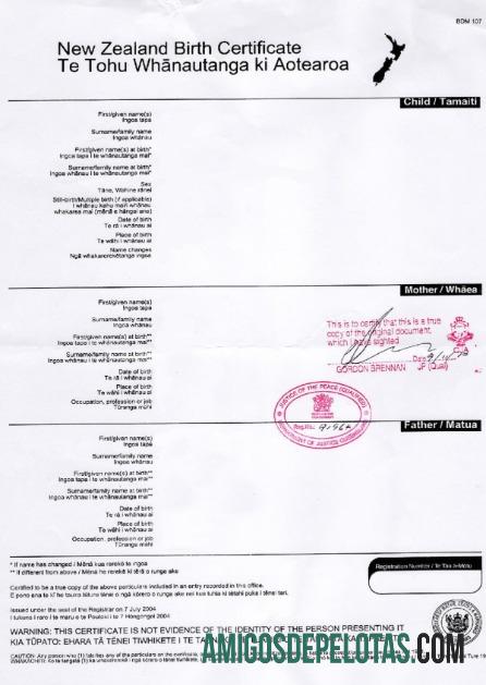 Selandia Baru Registry office kelahiran sertifikat pratinjau