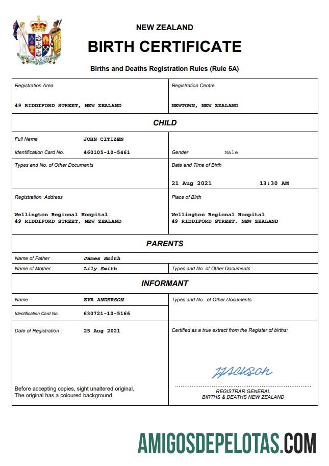 Berkualitas Selandia Baru kelahiran sertifikat Word and PDF templat