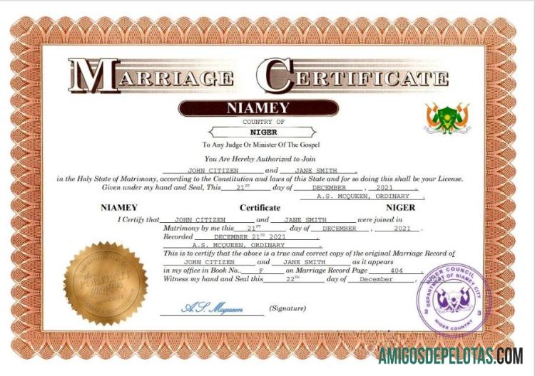 Profesional Niger pernikahan sertifikat Word and PDF templat
