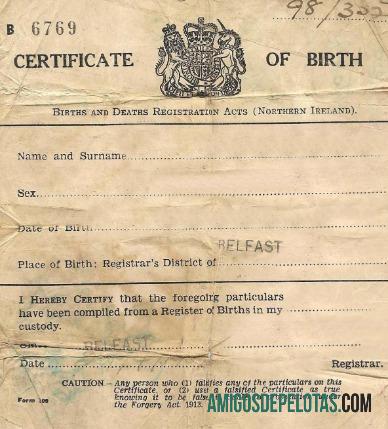 Irlandia Utara Registrar of Births and Deaths kelahiran Sertifikasi sampel