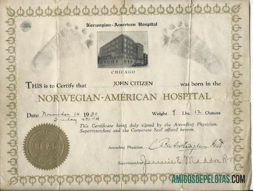 Norwegia Norwegian American hospital kelahiran sertifikat templat