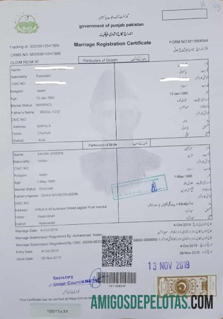 Pakistan Government of Punjab Pakistan pernikahan sertifikat makering