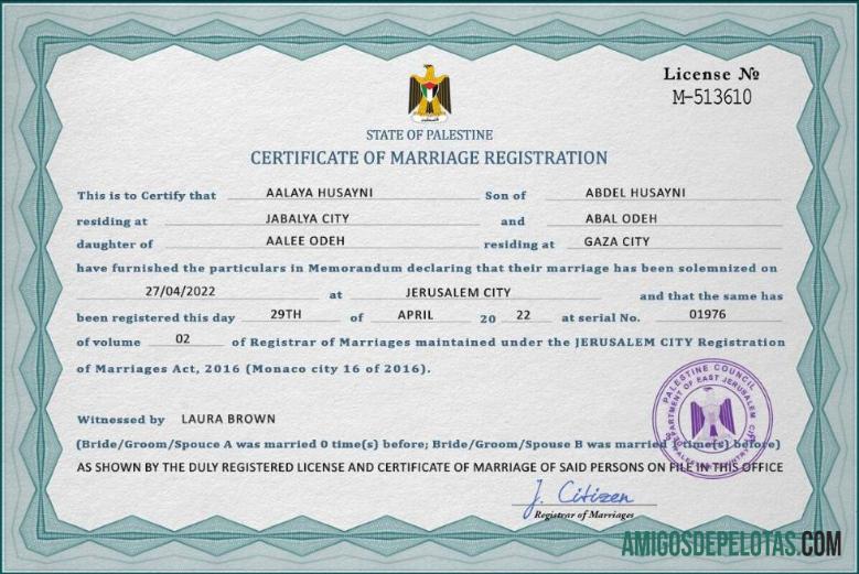 Profesional Palestina pernikahan sertifikat PSD templat