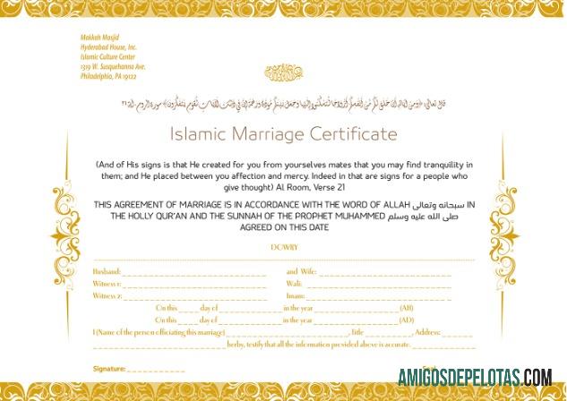 Pennsylvania Islamic culture center islamic pernikahan sertifikat sampel